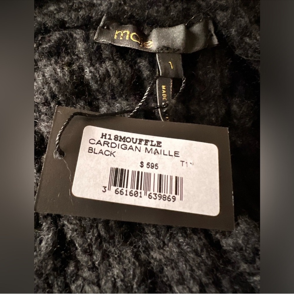 NWT MAJE  Black Cable Knit Cardigan - Picture 5 of 5